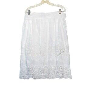 Premise White Cotton Full Midi Peasant Skirt With Lace See Measurements